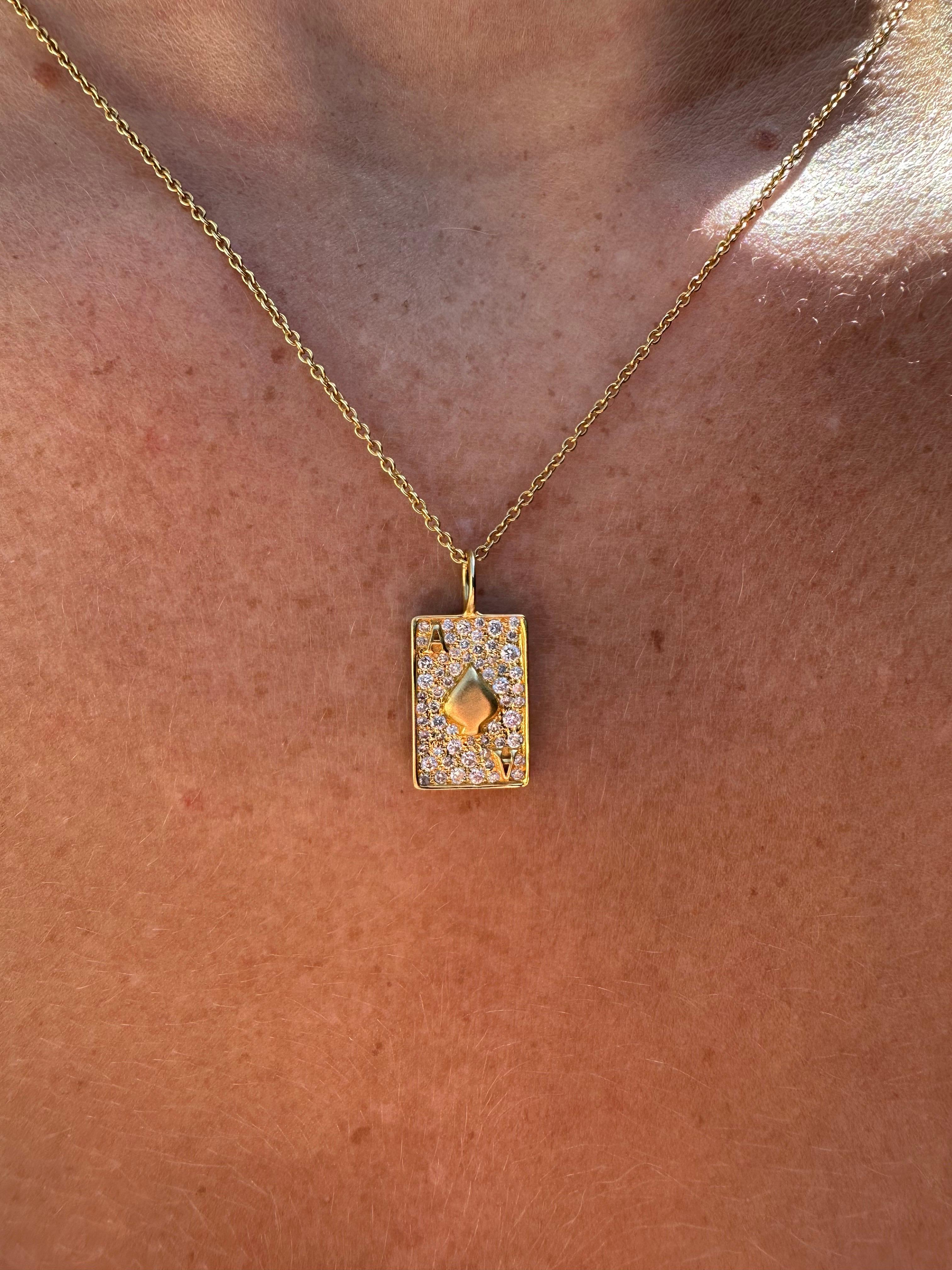 .48cts Diamonds and 18kt Gold Ace of Spades Necklace by Lauren Harper For Sale 1