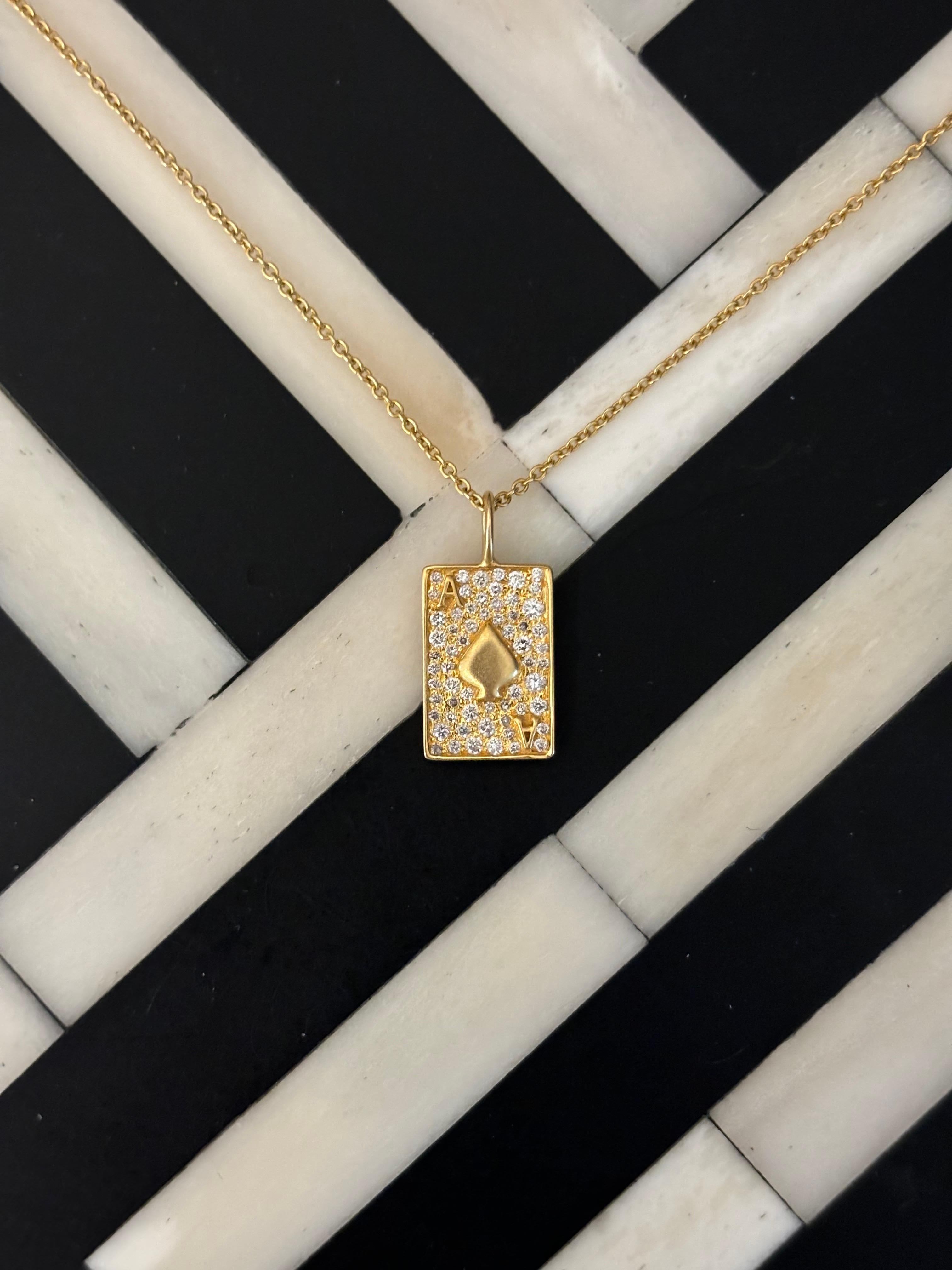 .48cts Diamonds and 18kt Gold Ace of Spades Necklace by Lauren Harper For Sale 2
