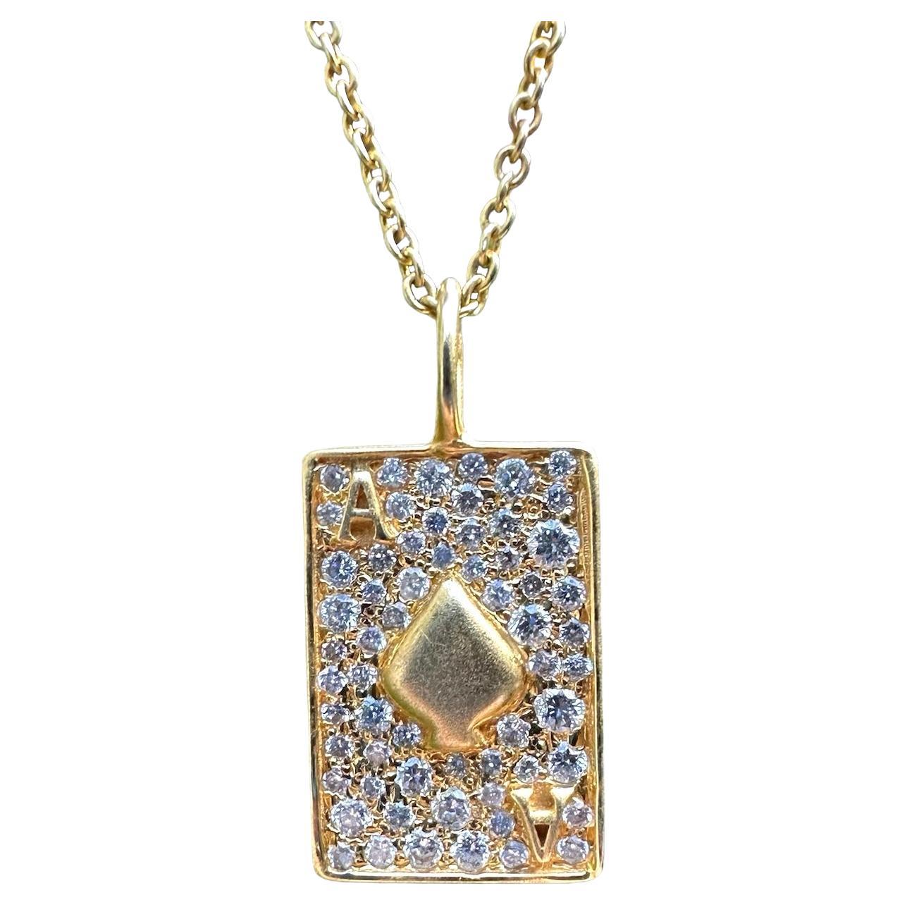 .48cts Diamonds and 18kt Gold Ace of Spades Necklace by Lauren Harper