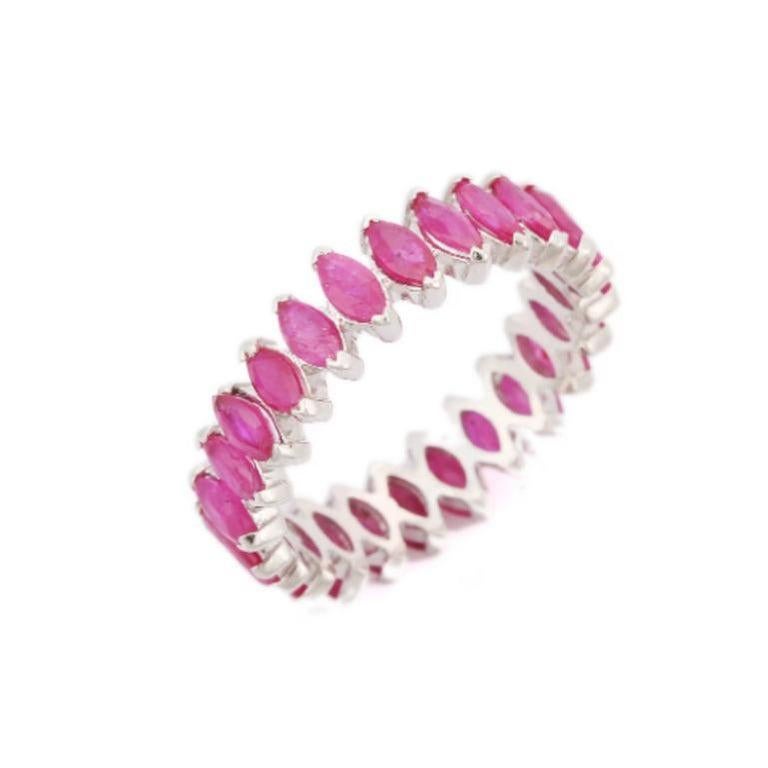 En venta: Anillo Infinito de Rubí de 4,8cts Anillo Eterno de Rubí en Joyería de Plata para Regalo de Mamá  8