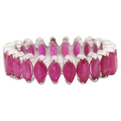4.8cts Ruby Infinity Ring Ruby Eternity Band in Silver Jewelry for Wife Gift
