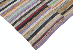 4.8x10.2 ft Adjustable Vintage Cotton Rag Rug, Handmade Striped Kilim Carpet
