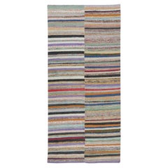 4.8x10.2 ft Adjustable Vintage Cotton Rag Rug, Handmade Striped Kilim Carpet