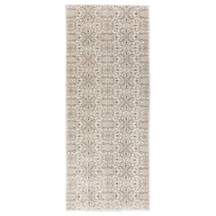 4.8x11.4 Ft Vintage Handmade Anatolian Wool Runner Rug in Elfenbein und Brown