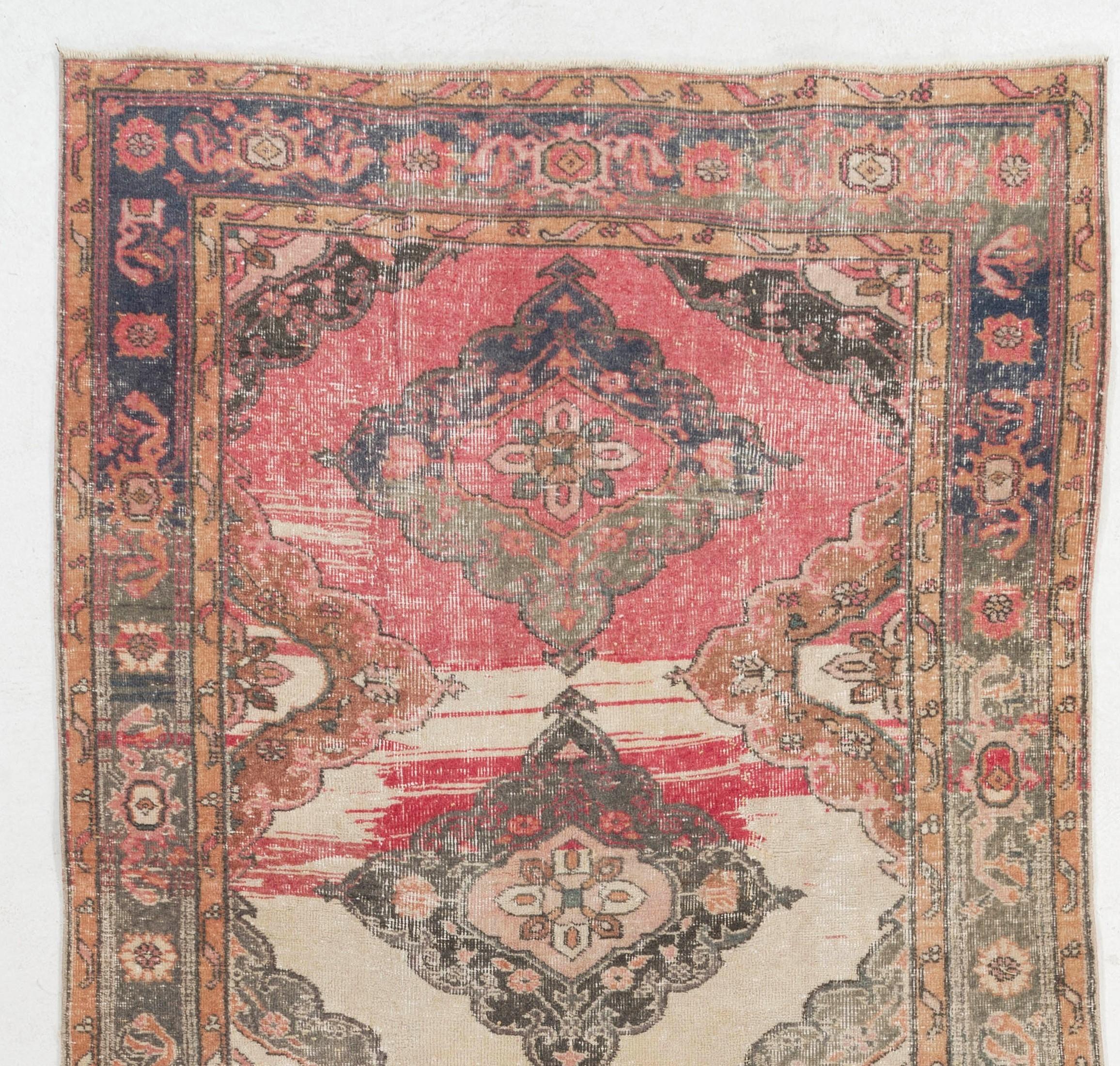 A Mid-20th century hand knotted runner from Central Anatolia with pleasing natural colors and wool pile on wool foundation. 
Size: 4.8 x 11.6 ft.
Very good condition. Sturdy and as clean as a brand new rug (deep washed professionally).