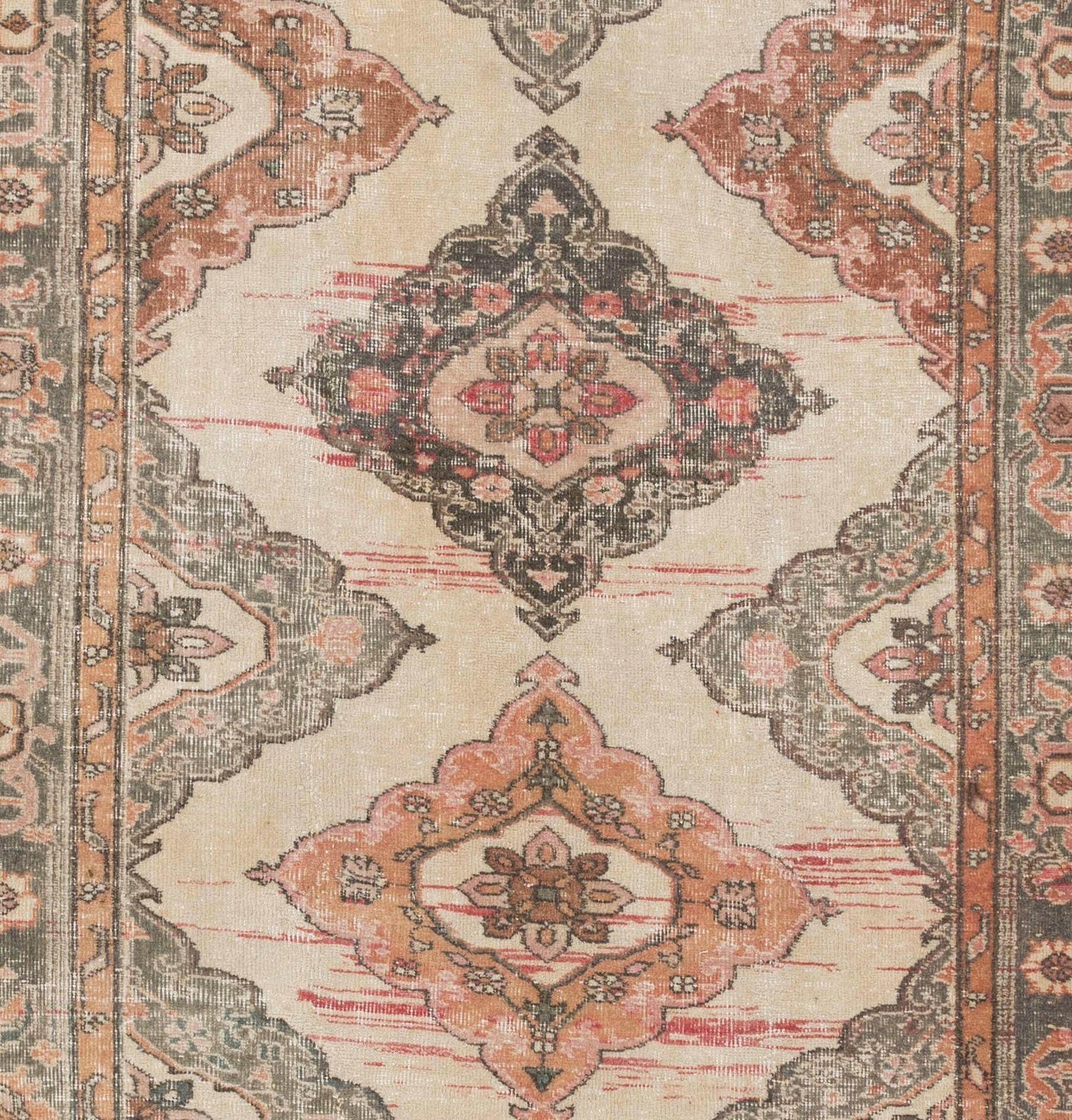 Hand-Knotted 4.8x11.6 Ft Vintage Anatolian Oushak Wool Runner Rug, Handmade Corridor Carpet For Sale