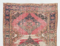 4.8x11.6 Ft Vintage Oushak Wool Runner Rug. Handmade Turkish Corridor Carpet