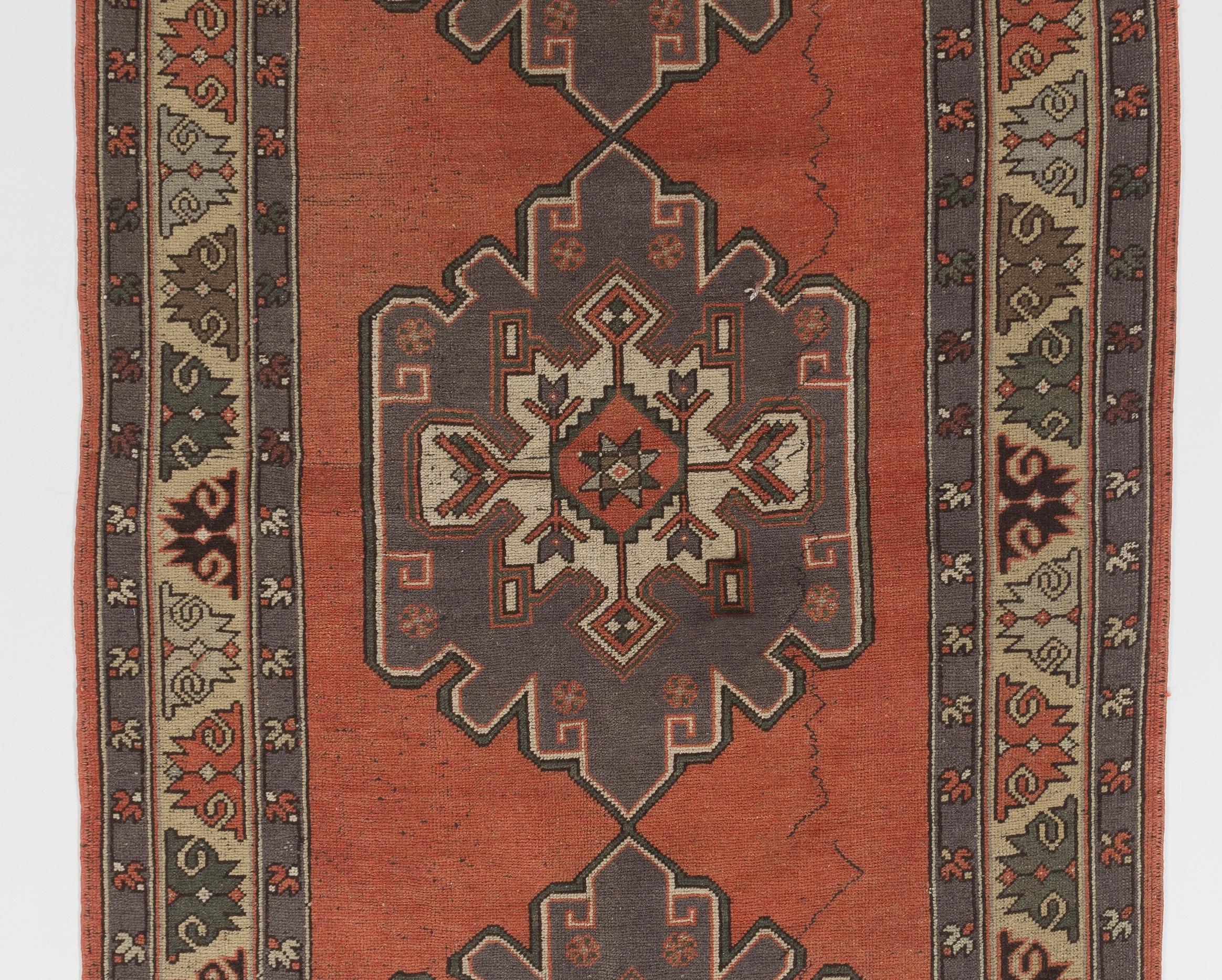 Oushak 4.8x11.8 Ft Vintage Oriental Rug, Runner for Entryway, Hallway Decor. All Wool For Sale