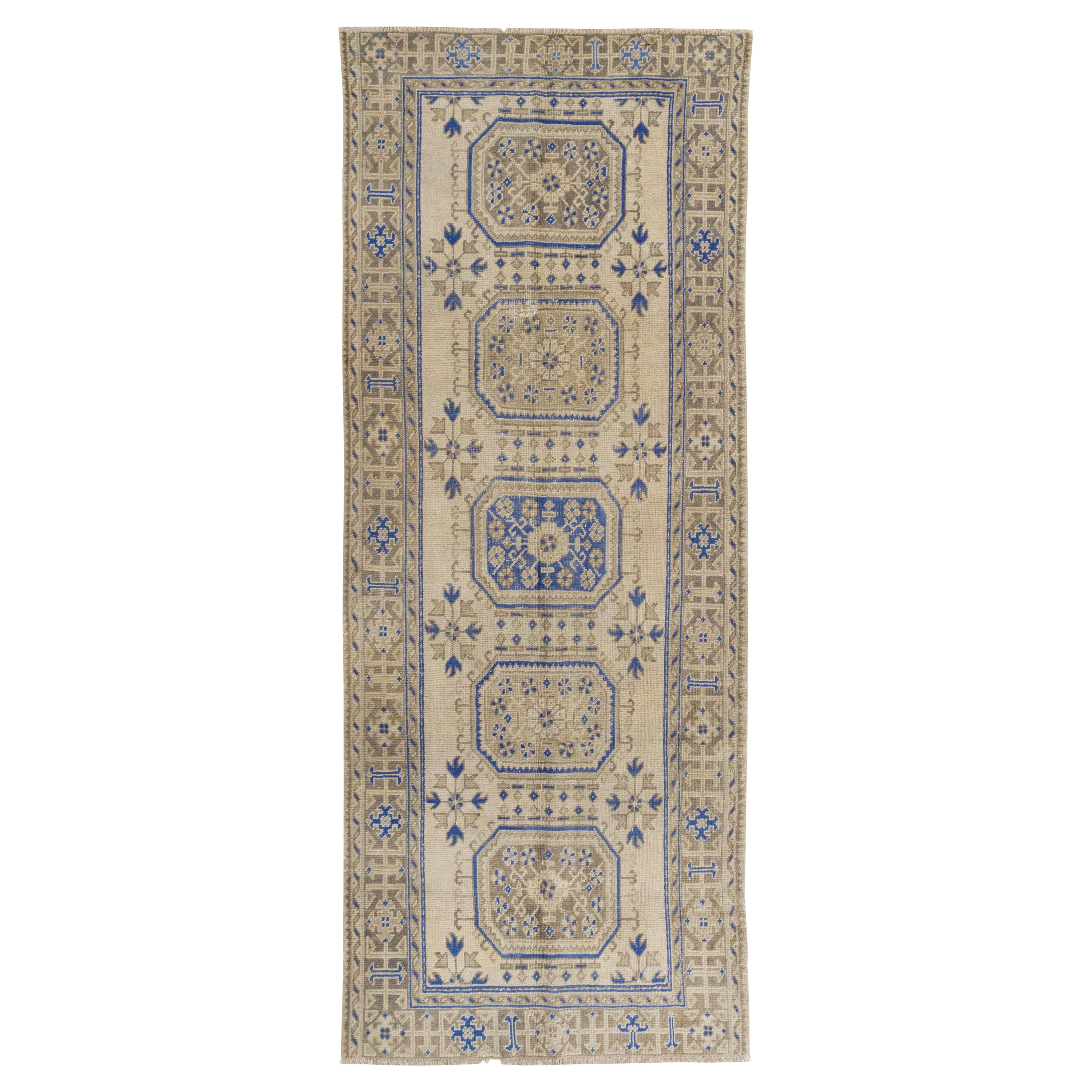 Alfombra de pasillo beige de 4,8x12 pies procedente de Turquía, Vintage Handmade Hallway Runner