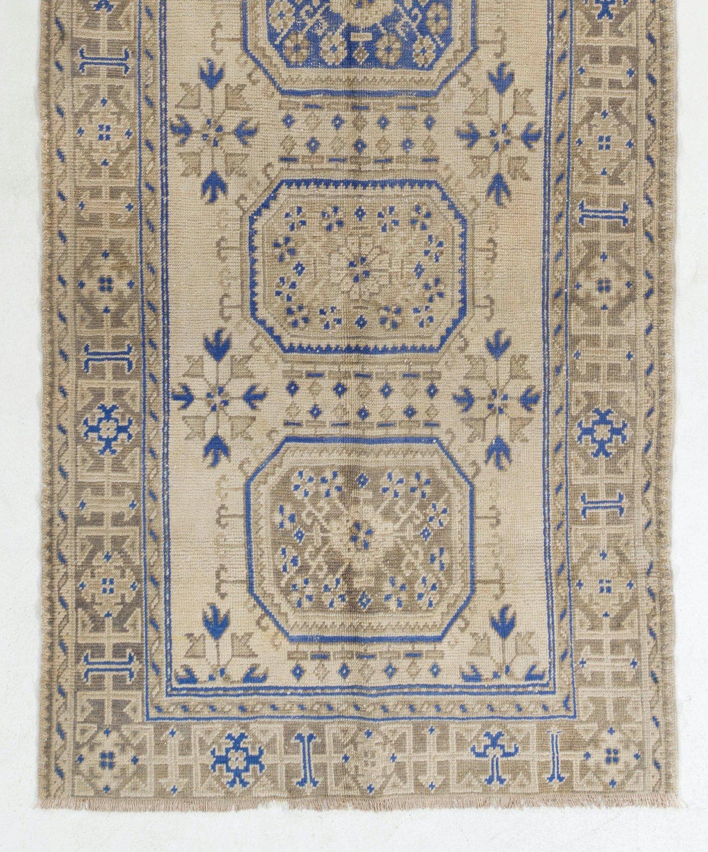 Alfombra de pasillo beige de 4,8x12 pies procedente de Turquía, Vintage Handmade Hallway Runner Turco en venta