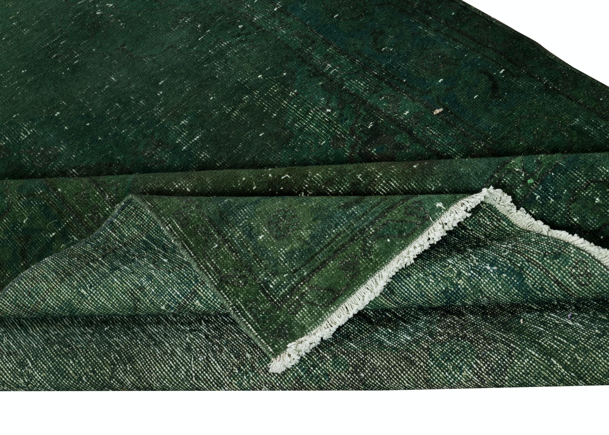 4.8x12 Ft Grüner Läufer für den Flur. Küchenteppich. Handgefertigter Corridor-Teppich. Treppenteppich (Moderne) im Angebot
