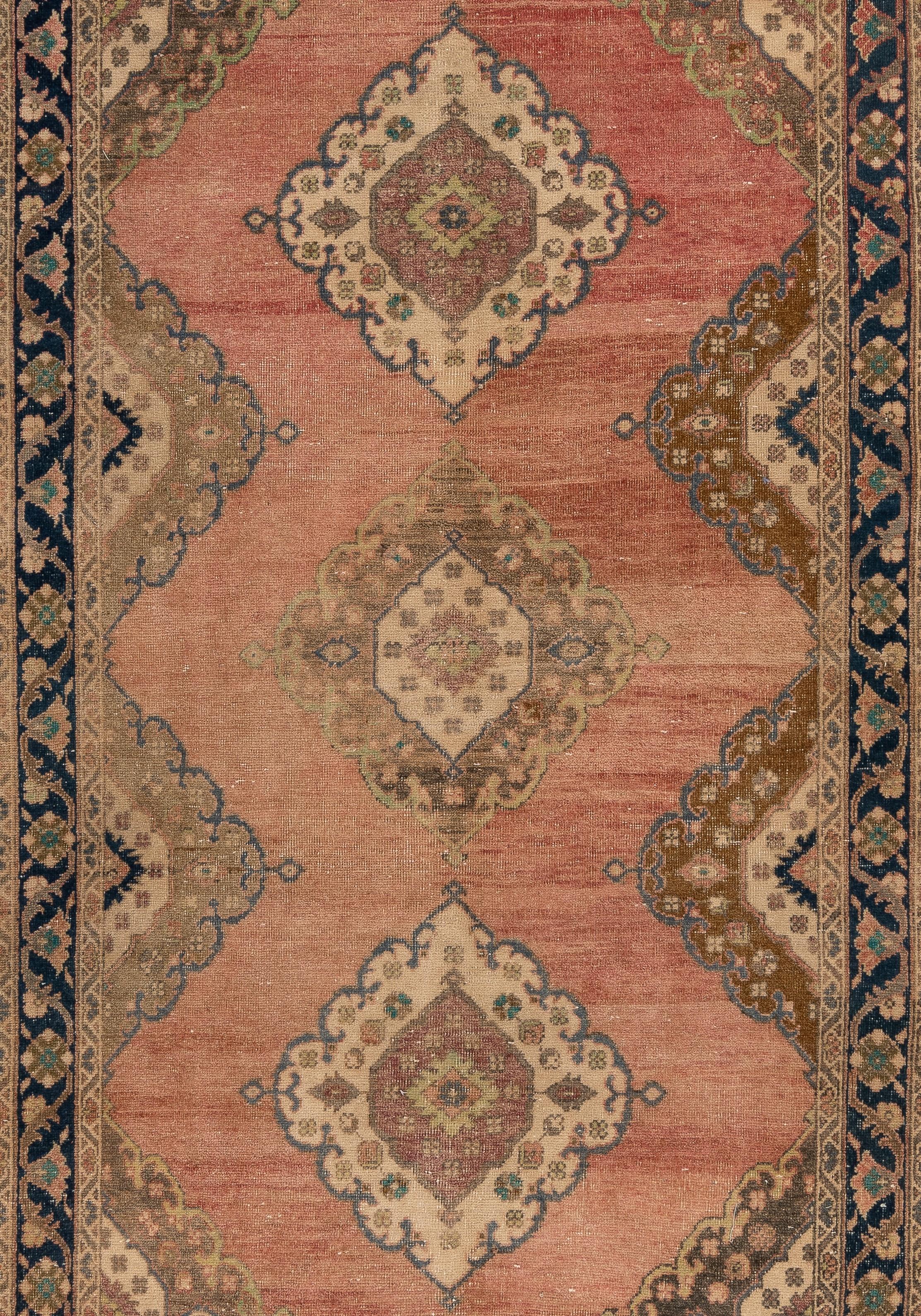 20th Century 4.8x12 Ft Hand-Knotted Vintage Turkish Runner, Traditional Wool Rug for Hallway For Sale