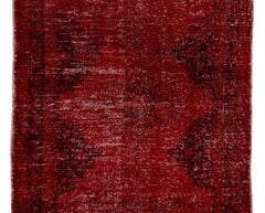 4.8x12.2 Ft Handmade Turkish Runner Rug in Burgundy Red, Modern Corridor Carpet