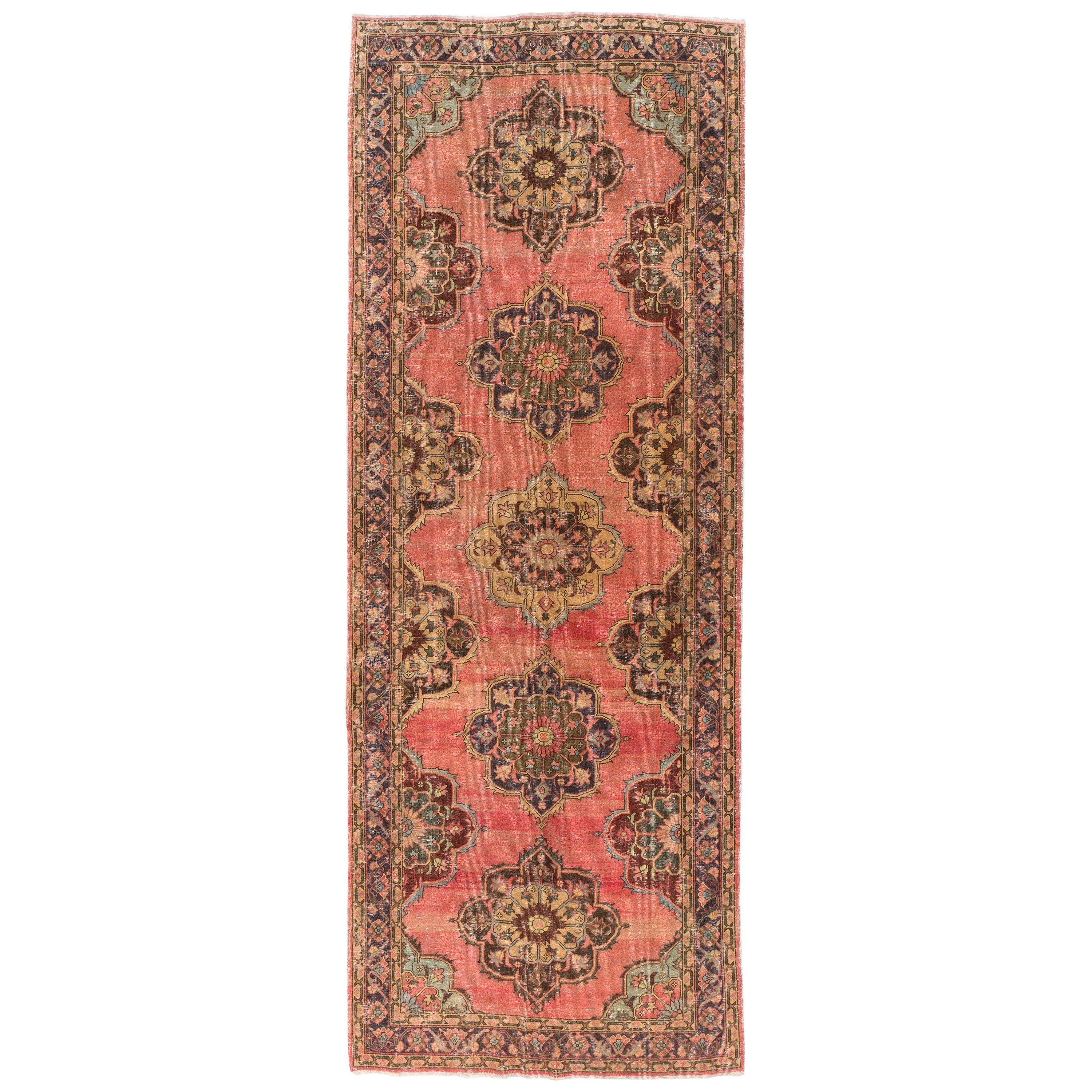 4.8x13.2 Ft Handmade Vintage Konya-Sille Runner Rug for Hallway, Tribal Carpet For Sale