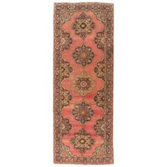 4,8x13.2 Ft Handgefertigter Vintage Konya-Sille-Läufer für Flur, Stammeskunst-Teppich