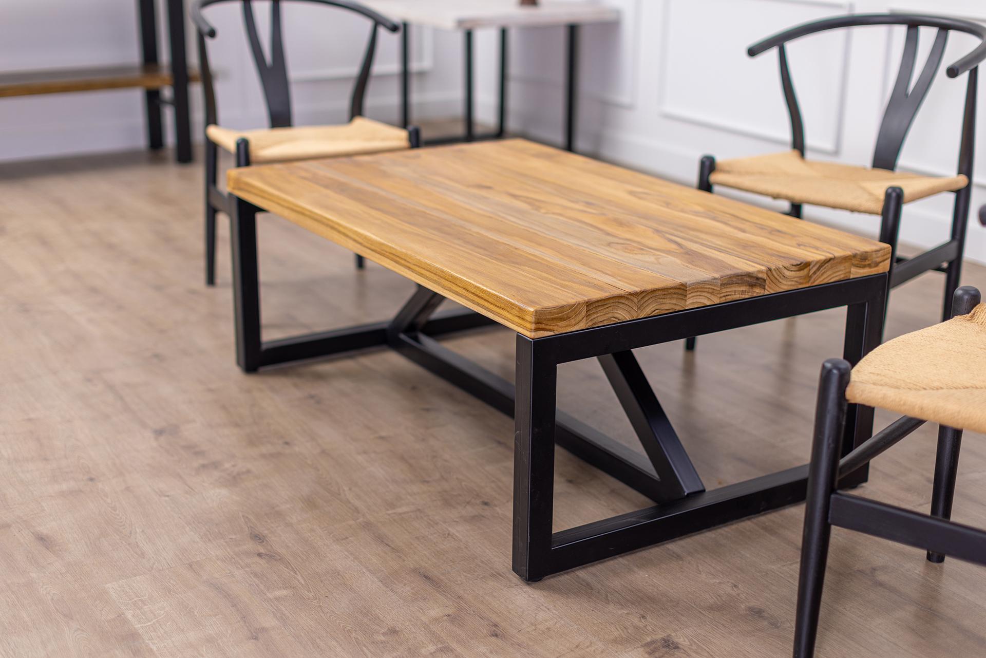 Asian 100% Solid Teak Coffee Table in Sand Blasted Natural
