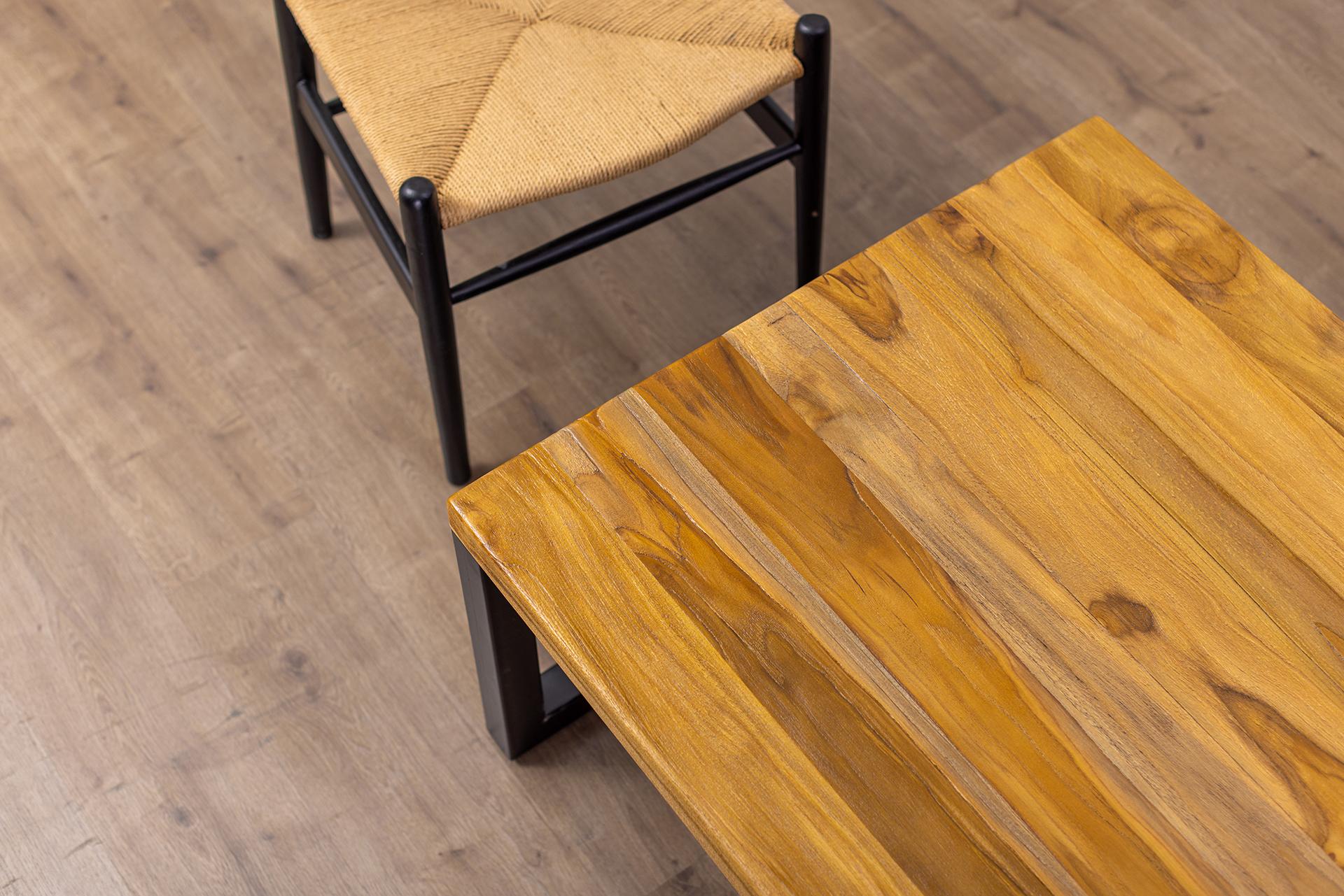 100% Solid Teak Coffee Table in Sand Blasted Natural 2