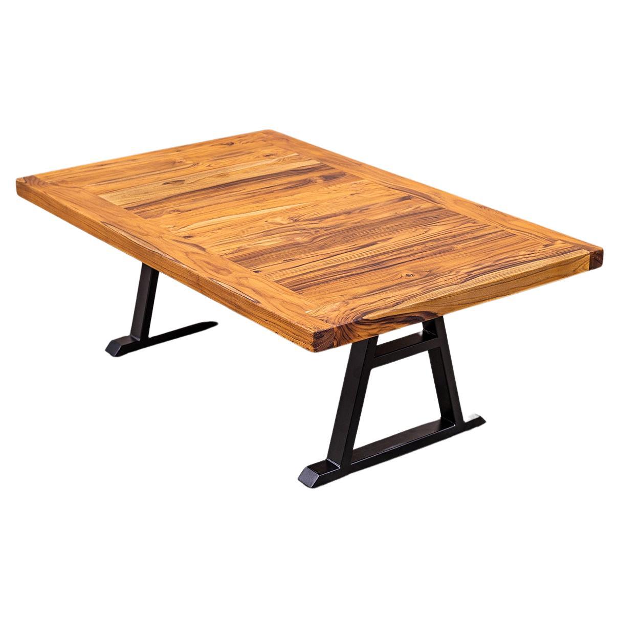 Solid Teak Coffee Table in a Natural Distressed Finish