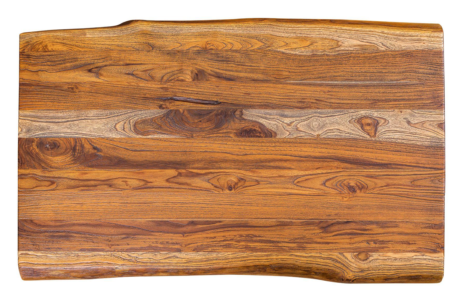 Hand-Crafted 48X30 Solid Teak Live Edge Coffee Table in Smooth Autumn on A Frame Leg For Sale