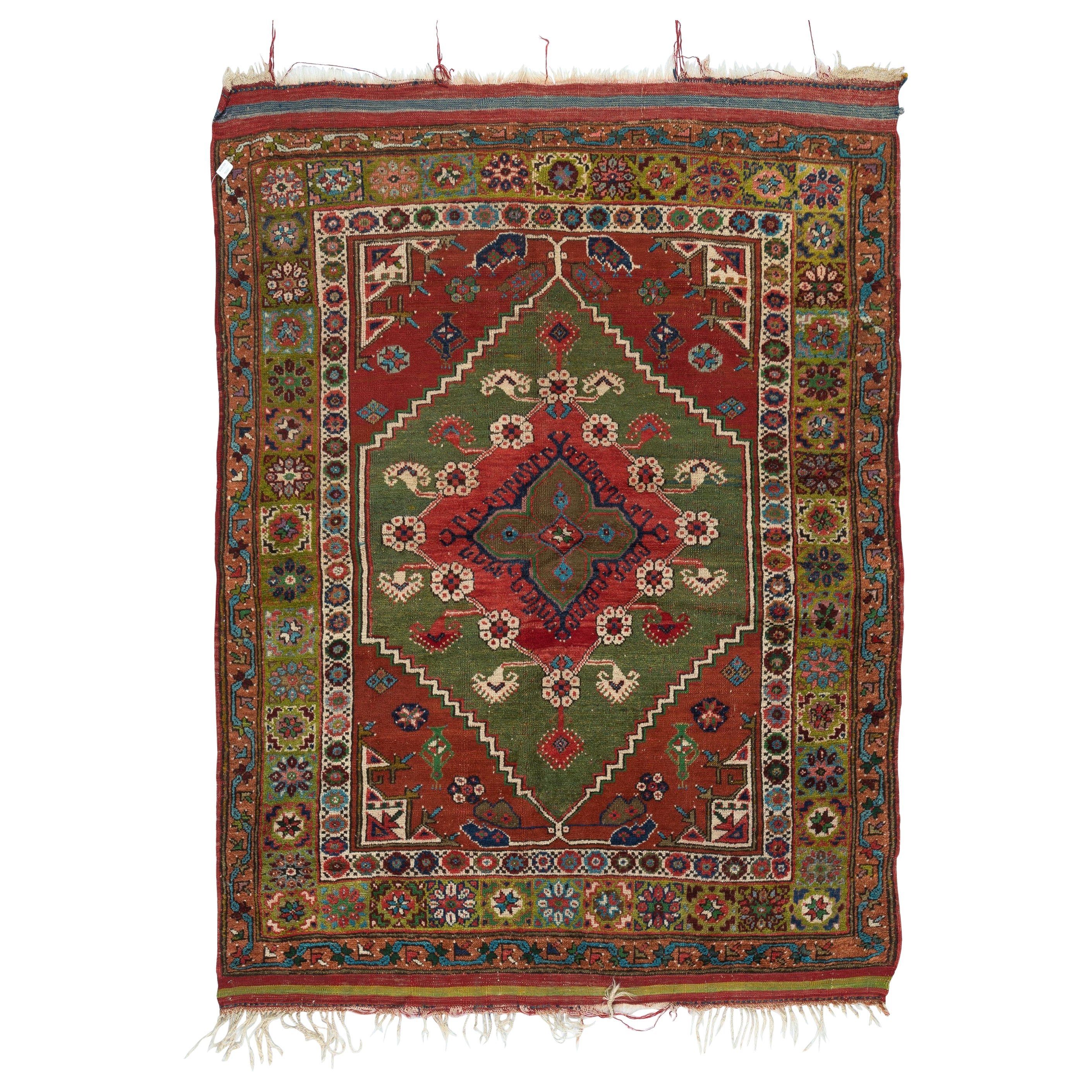 Tappeto antico Dazkiri 4.8x6 Ft, Anatolia centro-occidentale, 1920 ca. in vendita
