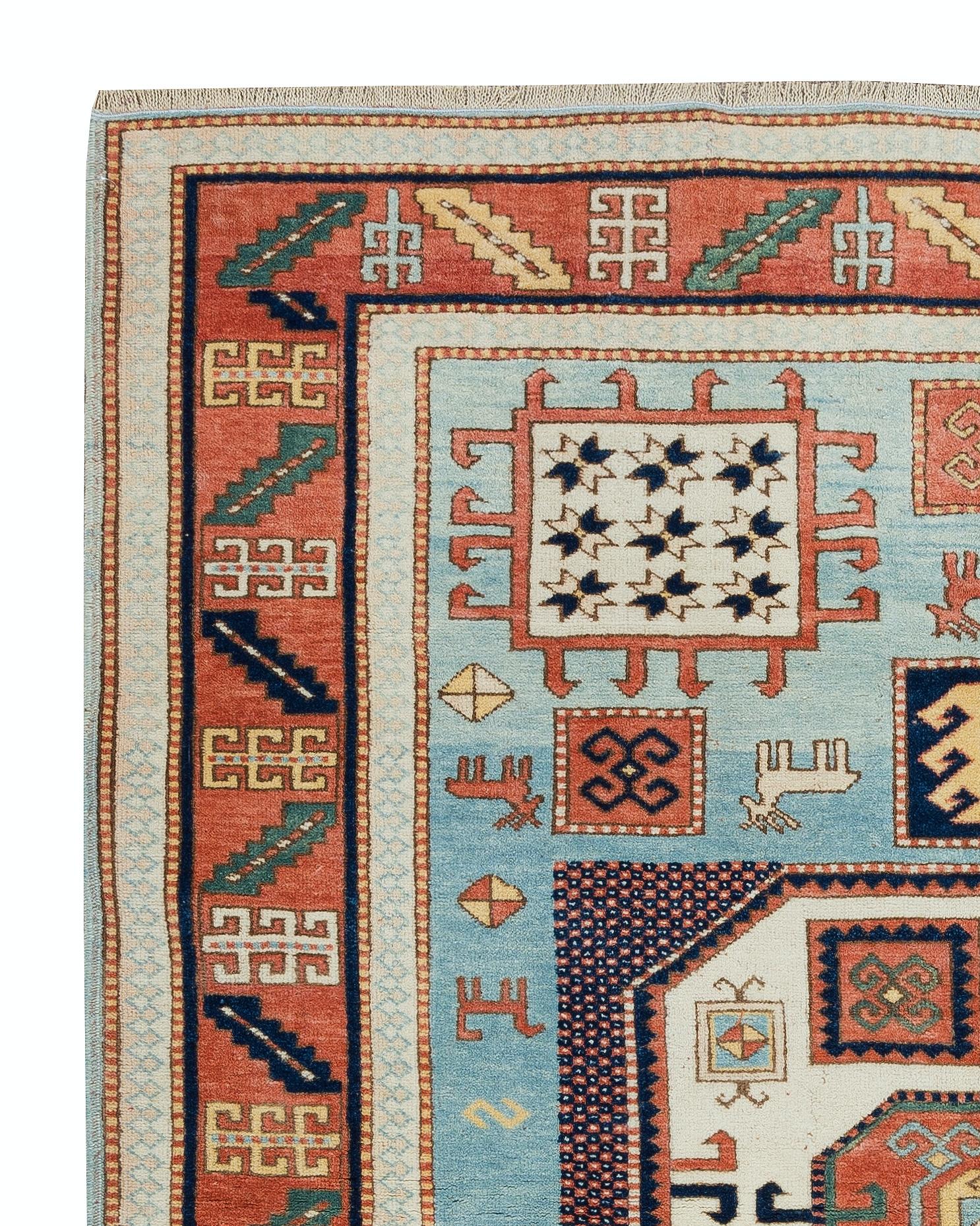 Country 4.8x6 Ft  Reproduction d'un ancien tapis caucasien Karachopf Kazak en vente