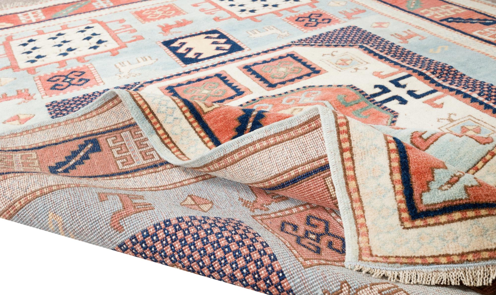 Azerbaïdjanais 4.8x6 Ft  Reproduction d'un ancien tapis caucasien Karachopf Kazak en vente