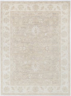 4.8x6.4 ft Hand Knotted Beige Turkish Area Rug for Living Room. 100% Wool Rug