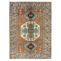 4.8x6.6 Ft Tri-Medallion Modern Turkish Wool Area Rug for Office & Home Decor