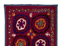 4.8x7 Ft Authentic Silk Hand Embroidery Wall Hanging, Uzbek Suzani Textile Throw