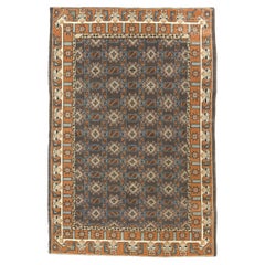 4.8x7 Ft Handgefertigter zentraler anatolischer Teppich aus Wolle und Baumwolle aus der Mitte des 20. Jahrhunderts
