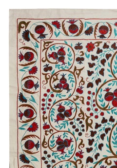 4.8x7 Ft Modern Tapestry, Silk Embroidered Wall Hanging, Uzbek Suzani Bedspread