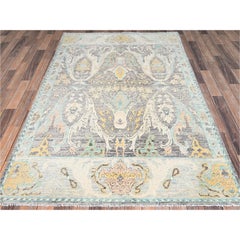 4'8"x7'1" Granite Gray Bijar Garus Design Turkish Knot Hand Knotted Wool Rug