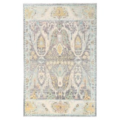 4'8"x7'1" Granite Gray Bijar Garus Design Turkish Knot Hand Knotted Wool Rug