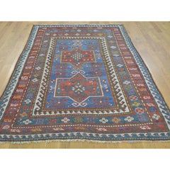 4'8"x7'2" Denim Blue Antique Caucasian Karachopf Exc Cond Hand Knotted Rug