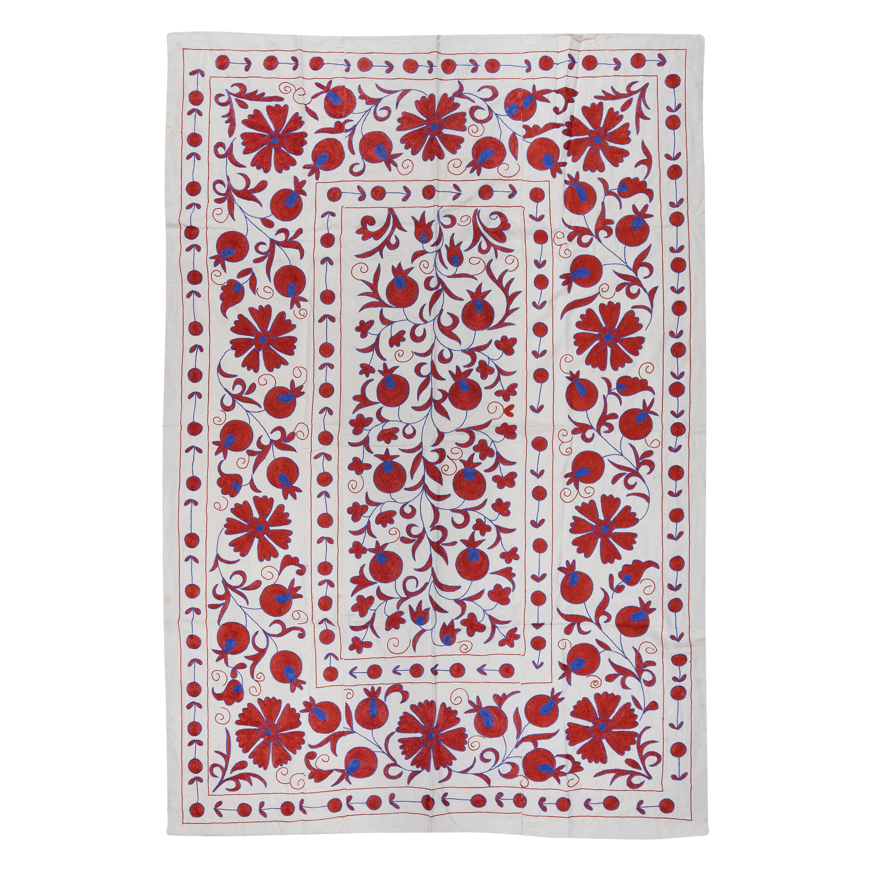 4,8x7.2 ft Häkel-Wandbehang. Bettdecke mit Seidenstickerei. Handgefertigter Wandteppich