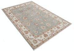 4.8x7.2 ft Hand Knotted Floral Oushak Area Rug for Living Room Decor. 100% Wool