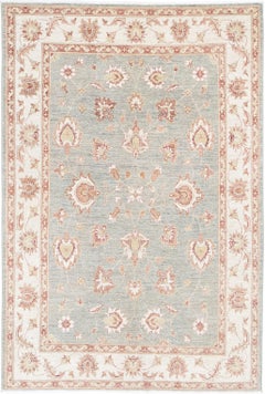 4.8x7.2 ft Hand Knotted Floral Oushak Area Rug for Living Room Decor. 100% Wool
