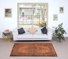 4.8x7.2 Ft Modern Burnt Orange Handmade Area Rug, Contemporary Turkish Carpet