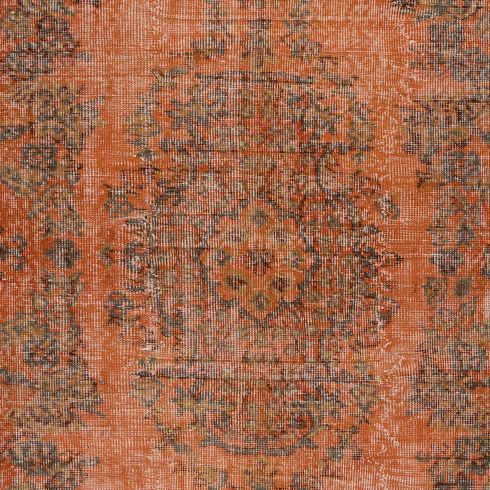 4.8x7.2 Ft Modern Burnt Orange Handmade Area Rug, Contemporary Turkish Carpet In Good Condition For Sale In Philadelphia, PA