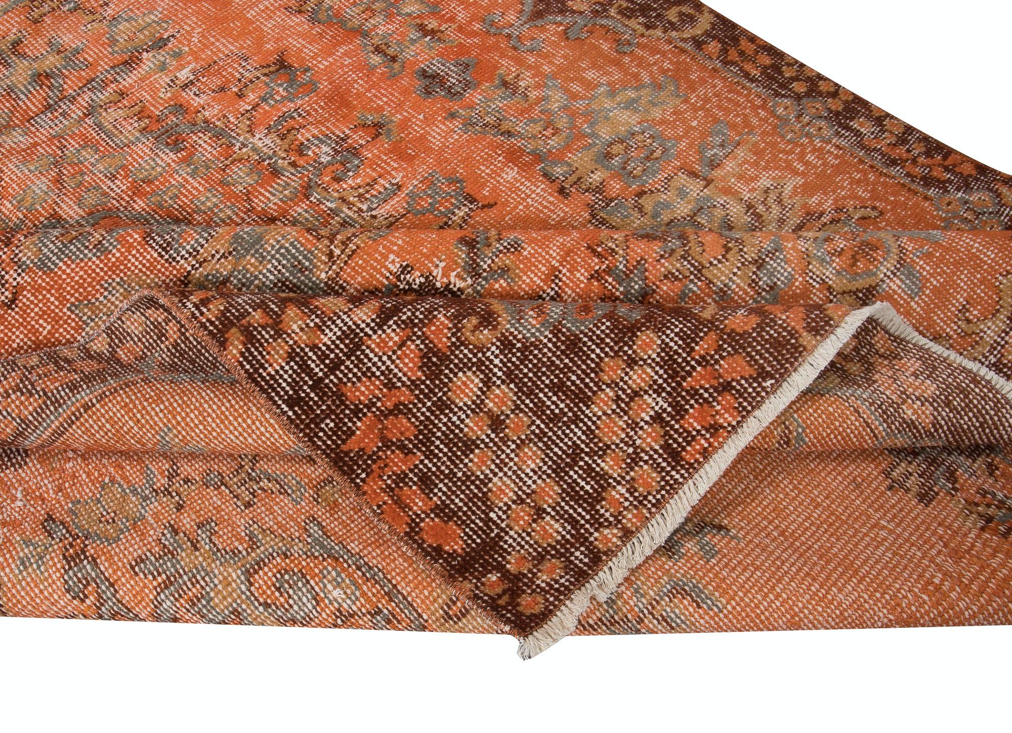 20th Century 4.8x7.2 Ft Modern Burnt Orange Handmade Area Rug, Contemporary Turkish Carpet For Sale