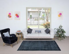 4.8x7.3 Ft Black Handmade Turkish Rug for Living Room, Dining Room & Kids Room