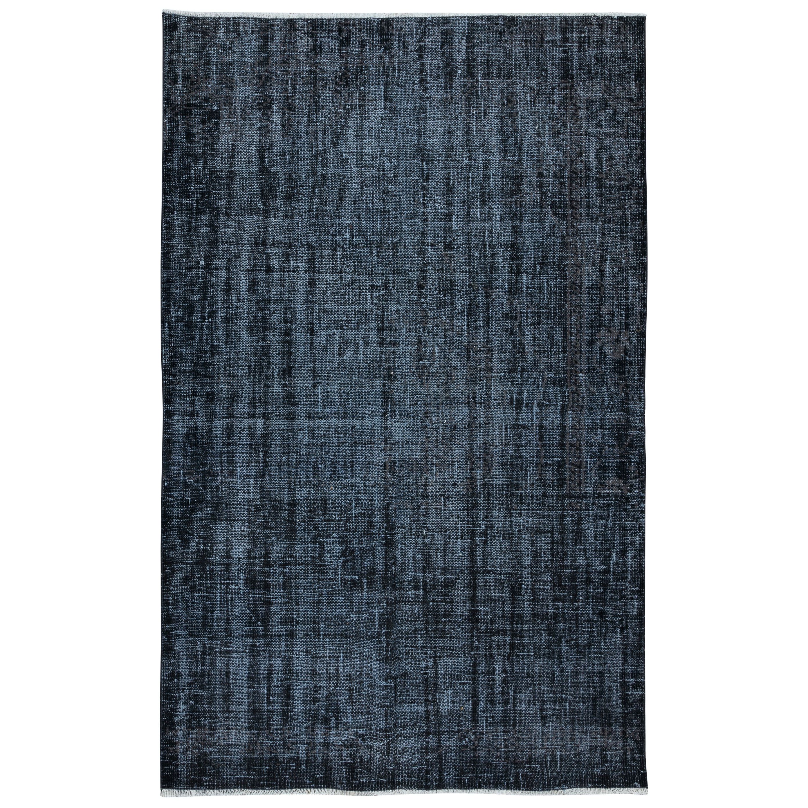4.8x7.3 Ft Black Handmade Turkish Rug for Living Room, Dining Room & Kids Room For Sale