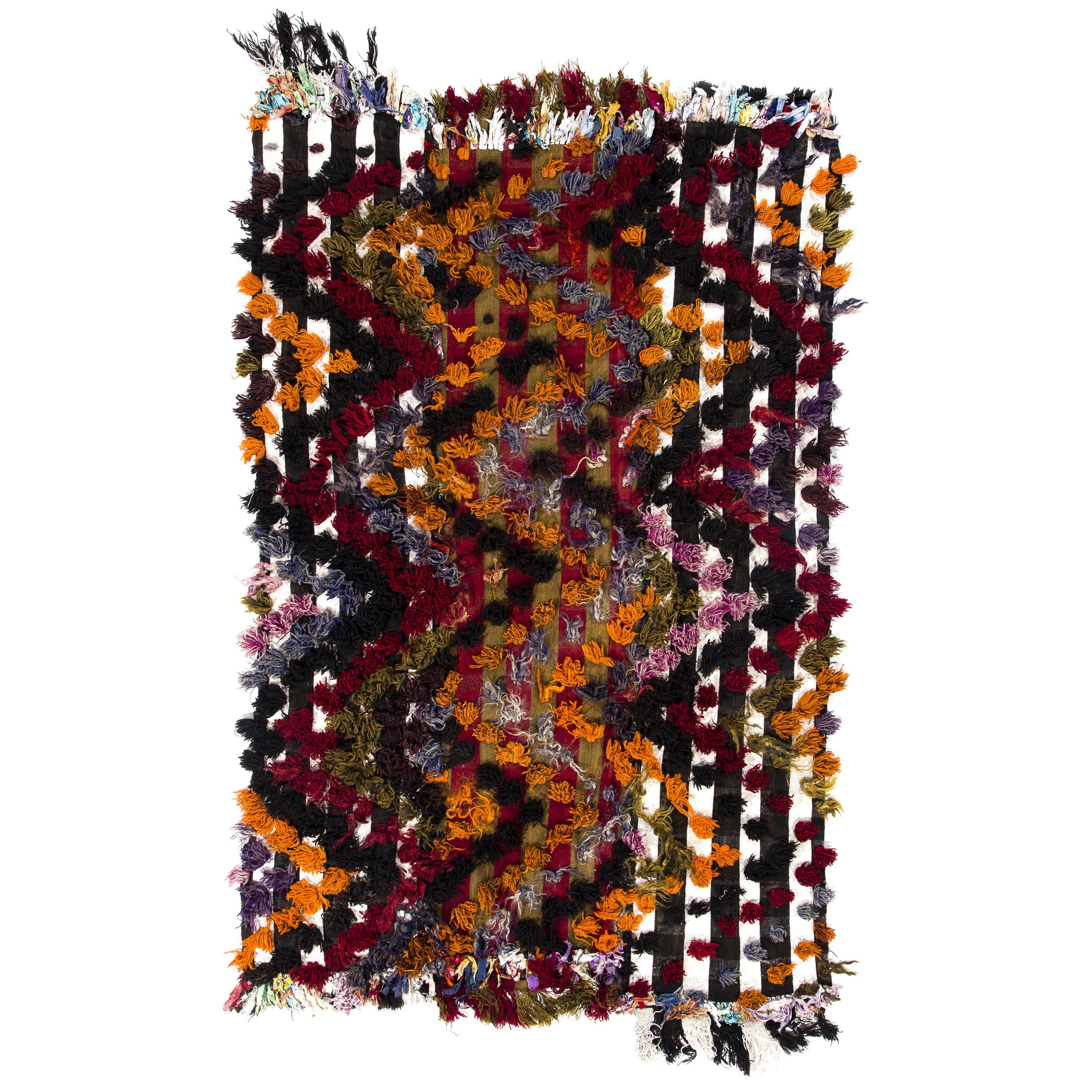 Tapis Kilim tissé à la main de 4,8 x 7,5 m avec pompons en laine, revêtement de sol et housse de lit, suspension murale en vente