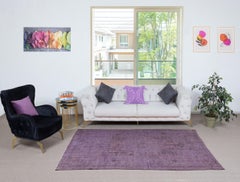 4.8x7.5 Ft Modern Purple Color Rug, Handmade Turkish Rug, Bohemian Home Decor