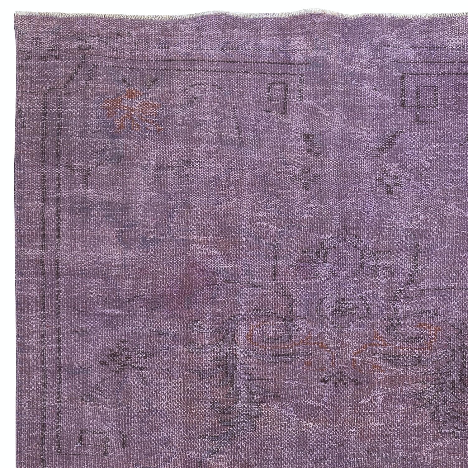 4.8x7.5 Ft Modern Purple Color Rug, Handmade Turkish Rug, Bohemian Home Decor In Good Condition For Sale In Spring Valley, NY