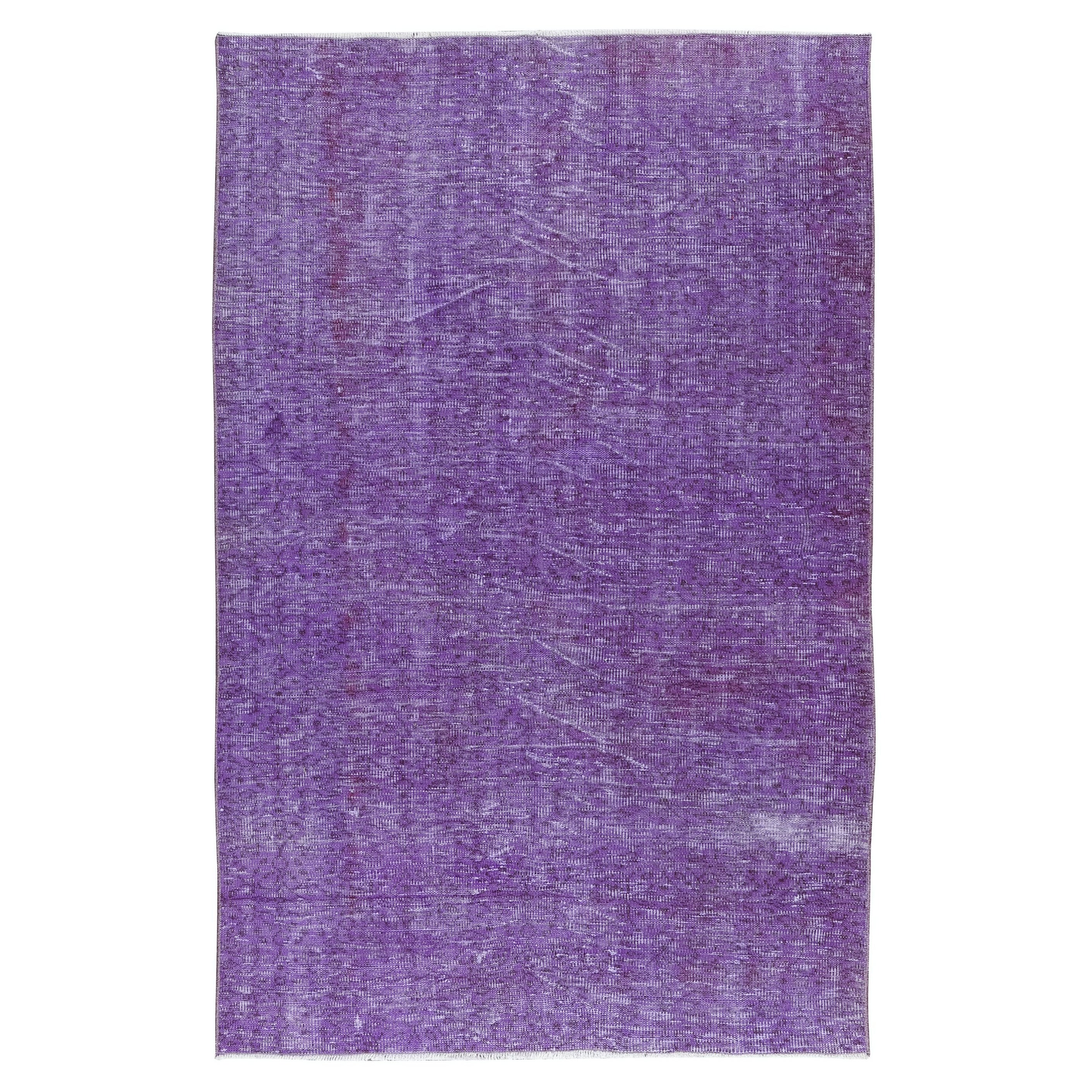 Tappeto da giardino 4.8x7.5 Ft Royal Purple annodato a mano. Tappeto turco moderno
