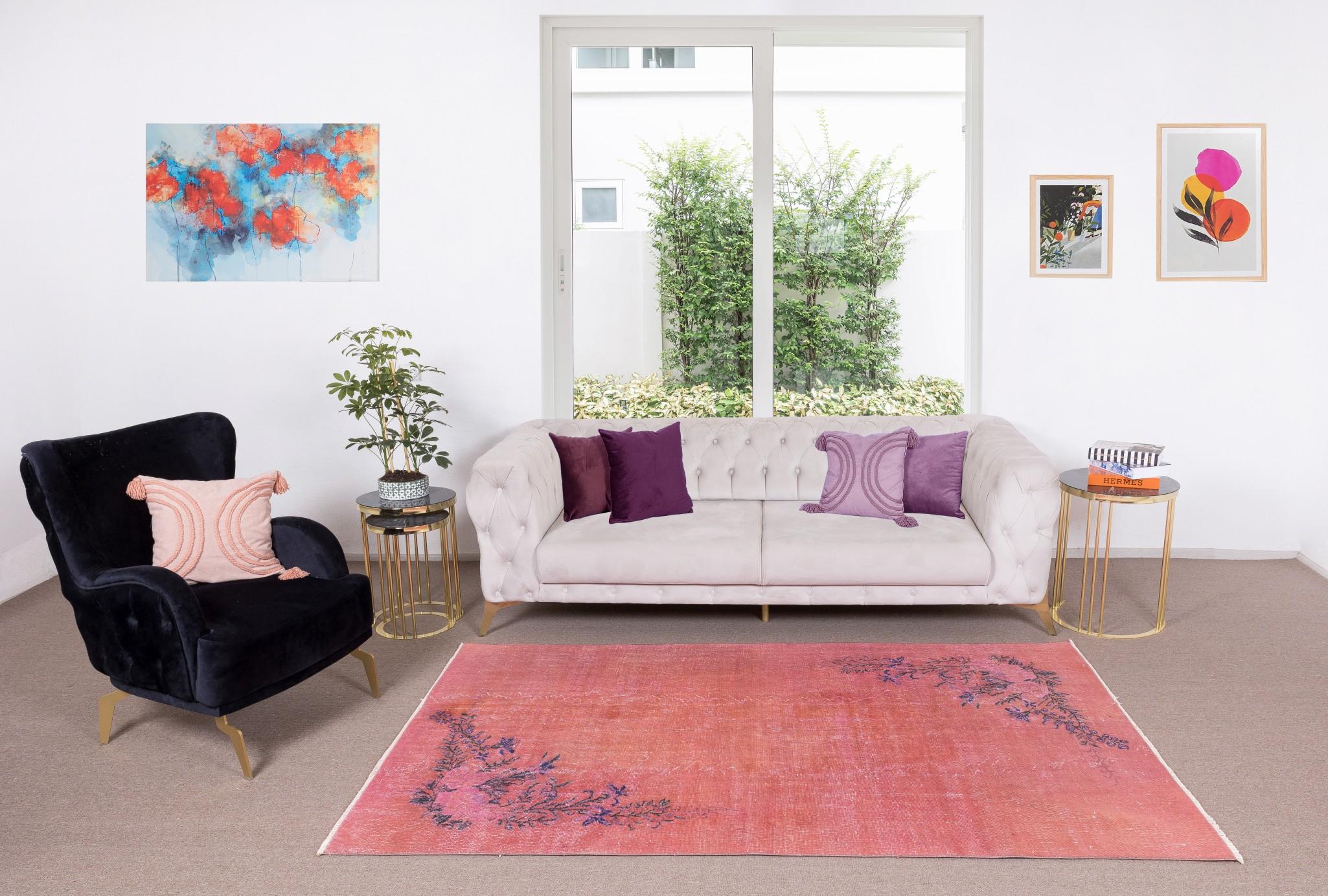 Our over-dyed rugs are all hand-knotted vintage pieces that are recreated in our workshop to cater to a wider range of interior design choices from modern to coastal, from industrial to rustic/cottage. These 50 to 70 year-old rugs were hand-knotted