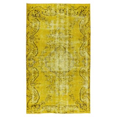 4.8x8 Ft Handmade 1960s Turkish Area Rug Over-Dyed in Yellow 4 Modern Interiors