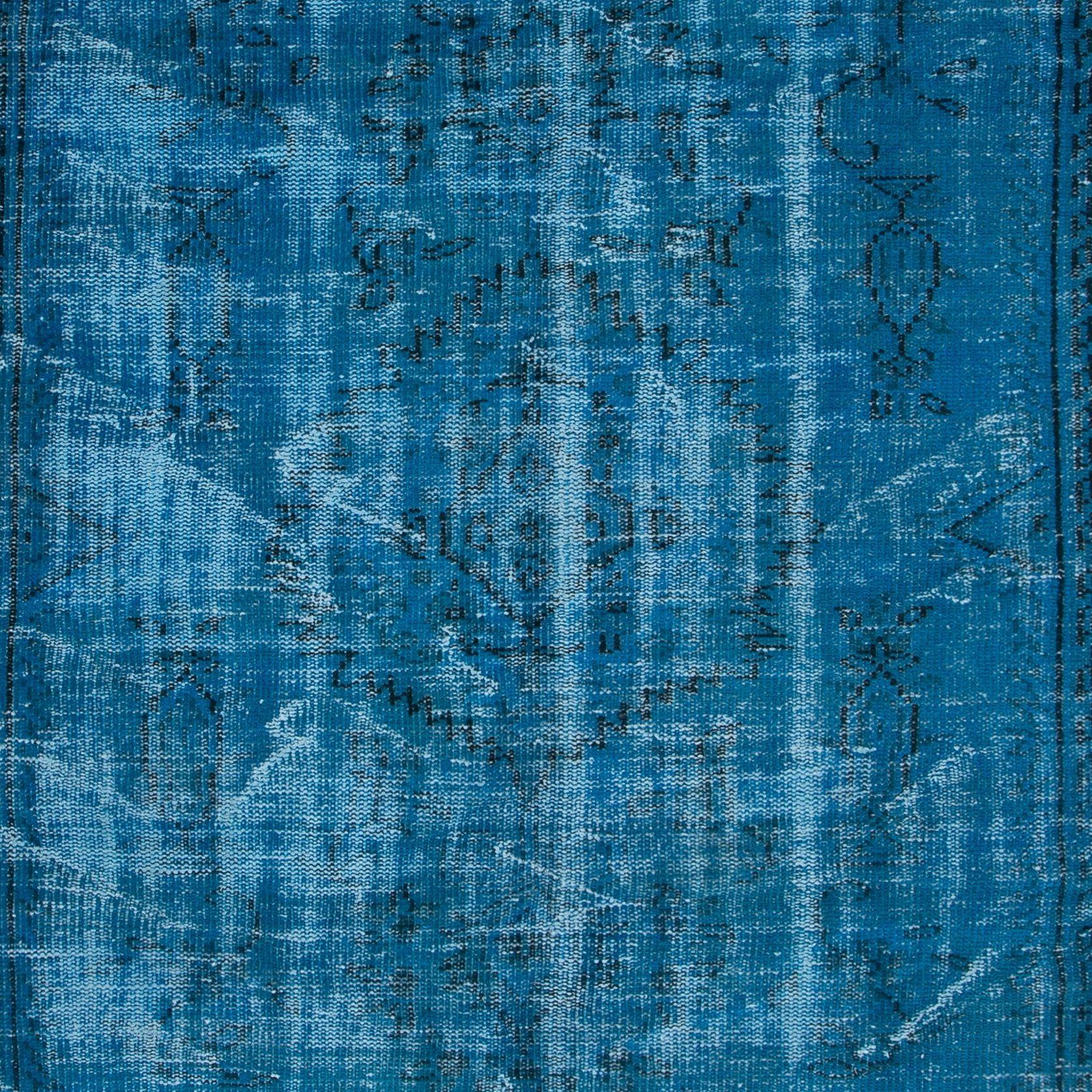 Hand-Knotted 4.8x8 Ft Handmade Turkish Rug, Great 4 Modern Interiors, Blue Living Room Carpet For Sale