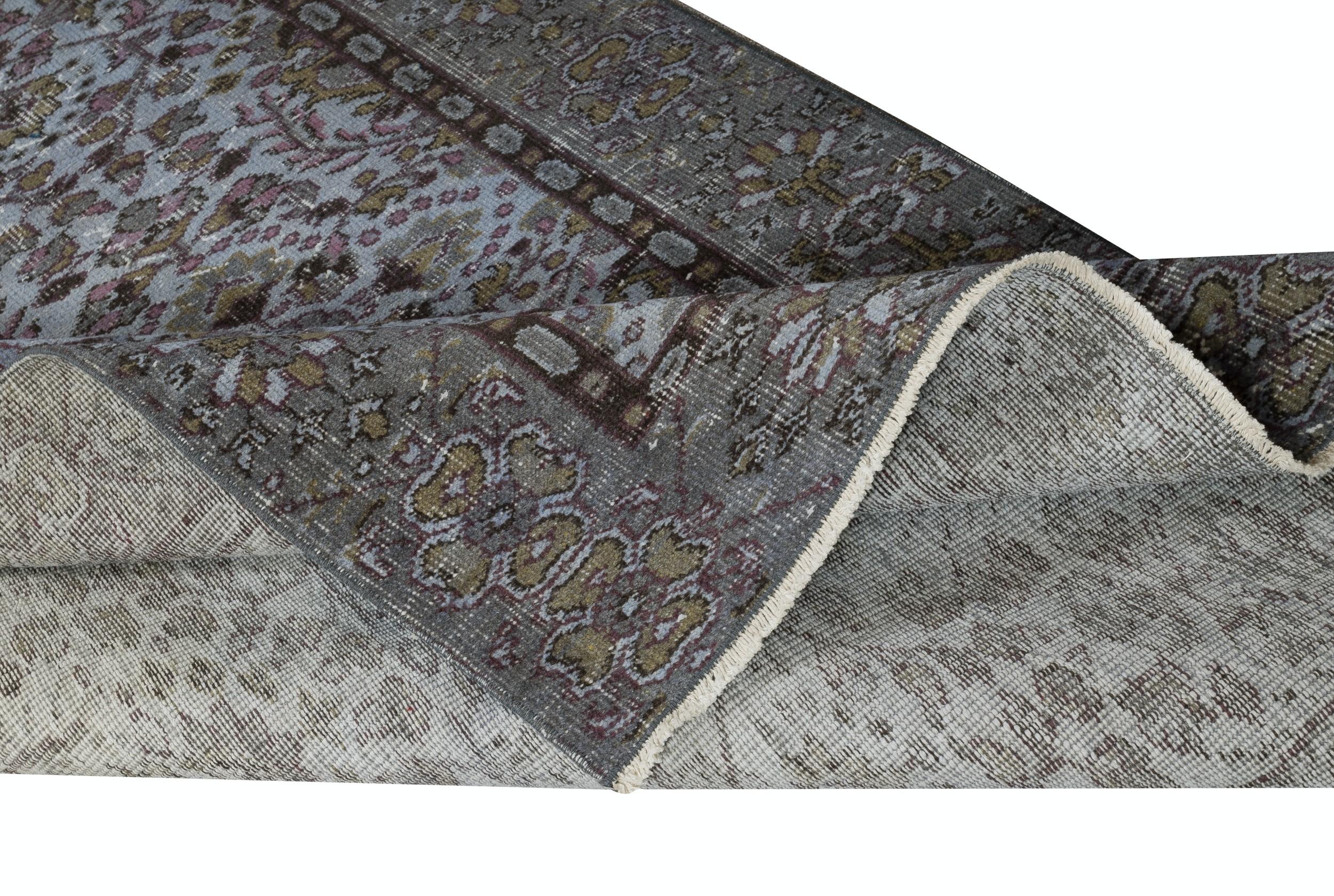 Alfombra de diseño floral moderno de 4,8 x 8 pies en color azul, anudada a mano en Turquía Moderno en venta